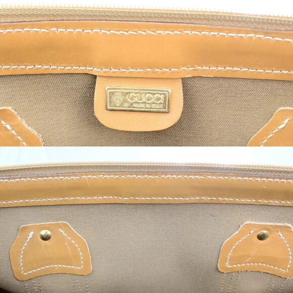 GUCCI Logo Sherry GG Pattern Travel Hand Bag PVC Leather Brown Italy 62YG543 - Picture 11 of 15